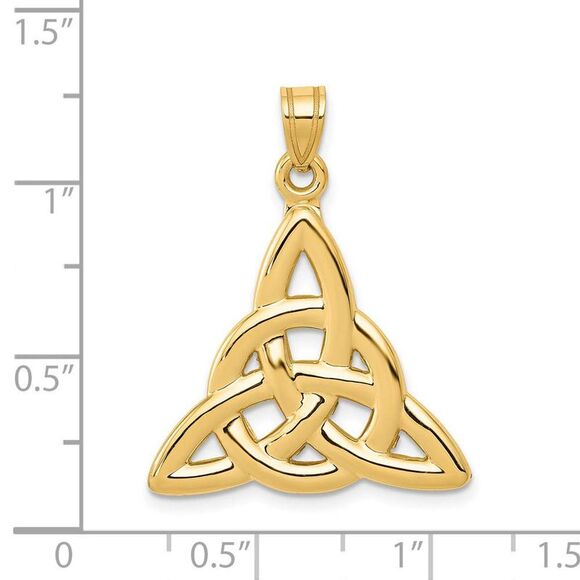 14k Yellow Gold Polished 2D Trinity Pendant, 22mm (7/8 inch) - Picture 3 of 5